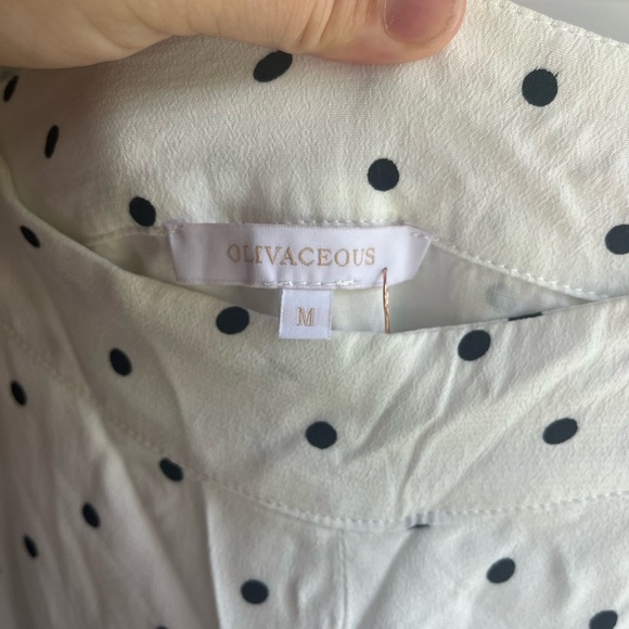 Olivaceous NWT Hi-Rise White with Black Polkadot Wide Leg Pants Sz Medium - Picture 4 of 7